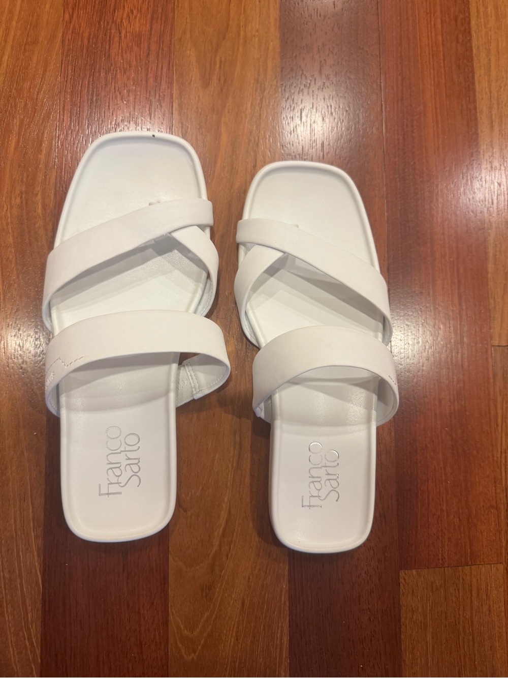 Womens 6.5 Franco Sarto Women's White Strappy Slide Sandals